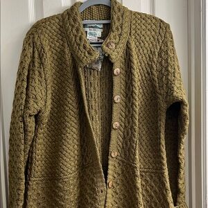 Aran Crafts Olive Wool Sweater Size Large